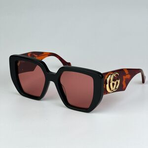 NEW Gucci GG0956S 009 Black Havana Orange Cat Eye Unisex Sunglasses GG 0956S
